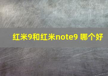 红米9和红米note9 哪个好